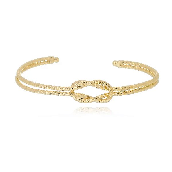 Bracelete Fio Duplo Trançado Amarrado Folheado a Ouro 18K