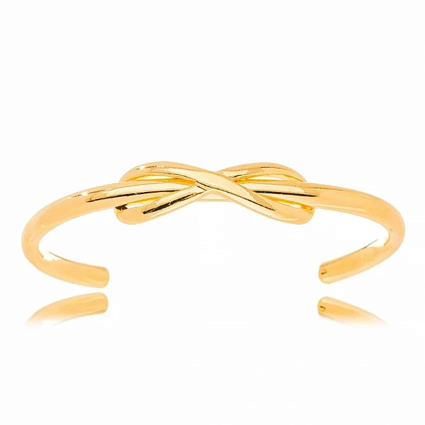 Bracelete Liso Detalhe Infinito Folheado a Ouro 18K