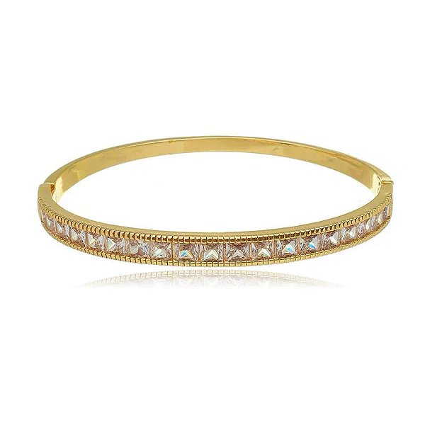 Bracelete Zircônias Quadradas Folheado a Ouro 18K