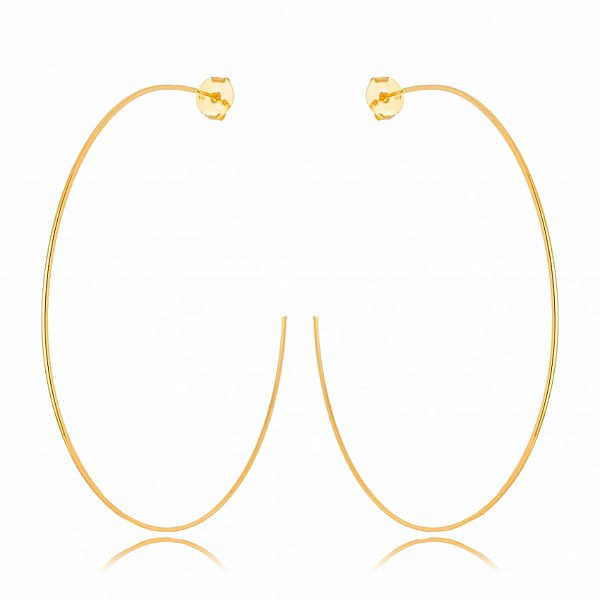 Brinco Argola Fio Tubo Aberta 65Mm Folheado a Ouro 18K