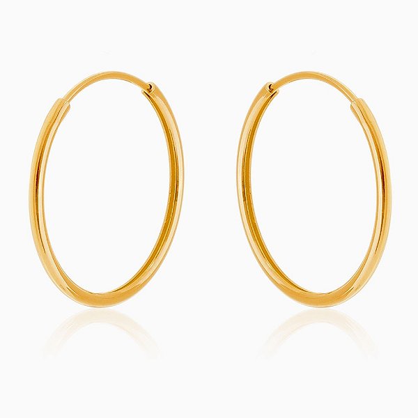 Brinco Argola Fio Tubo Grande Folheado a Ouro 18K