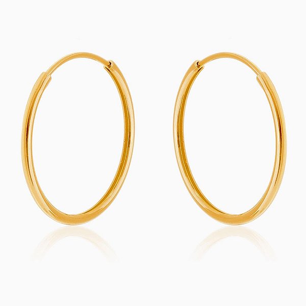 Brinco Argola Fio Tubo Grande Folheado a Ouro 18K