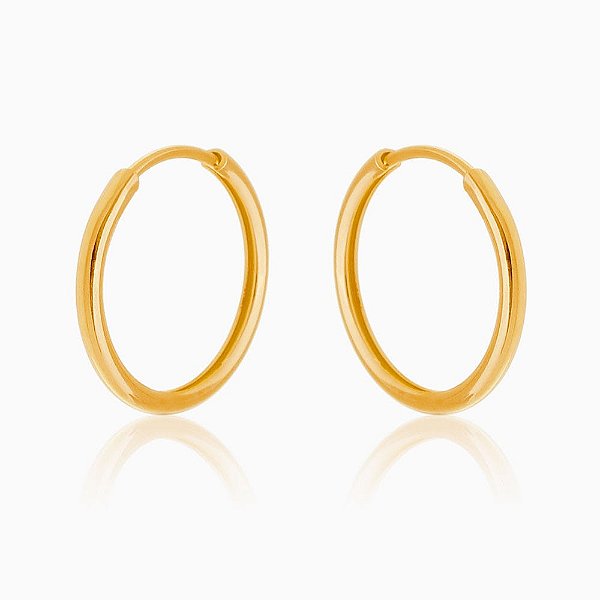 Brinco Argola Fio Tubo Média Folheado a Ouro 18K