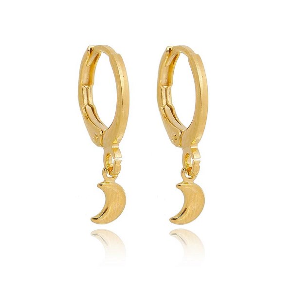 Brinco Argola Lua Lisa Folheado a Ouro 18K