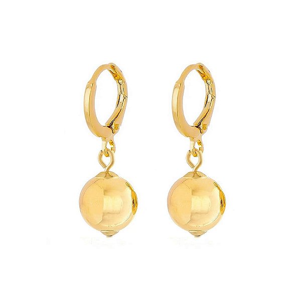 Brinco Argola Meia Bola Grande Folheado a Ouro 18K
