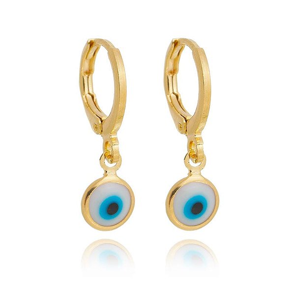 Brinco Argola Olho Grego Folheado a Ouro 18K