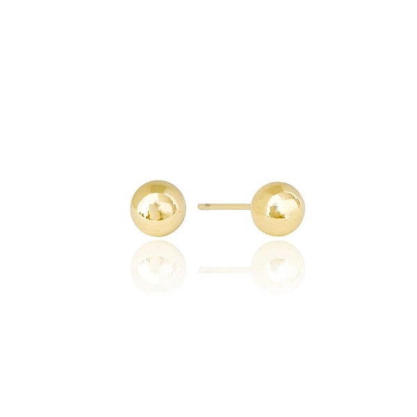 Brinco Bola Médio 6Mm Folheado a Ouro 18K