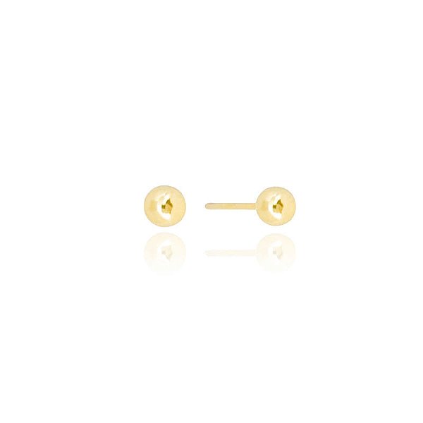 Brinco Bola Pequeno 4Mm Folheado a Ouro 18K