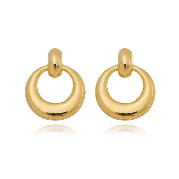 Brinco Circulo Vazado Pendente Folheado a Ouro 18K
