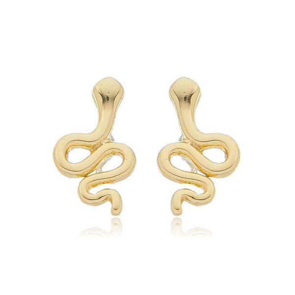 Brinco Cobra Lisa Folheado a Ouro 18K