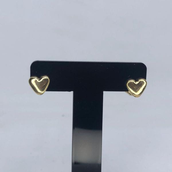 Brinco Coração Liso Abaulado Folheado a Ouro 18K