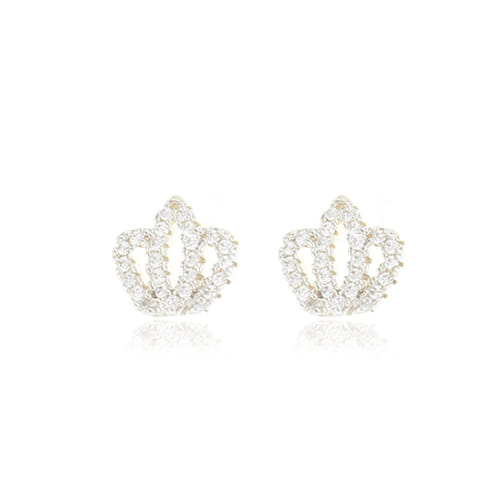Brinco Coroa Cravejado Folheado a Ouro 18K