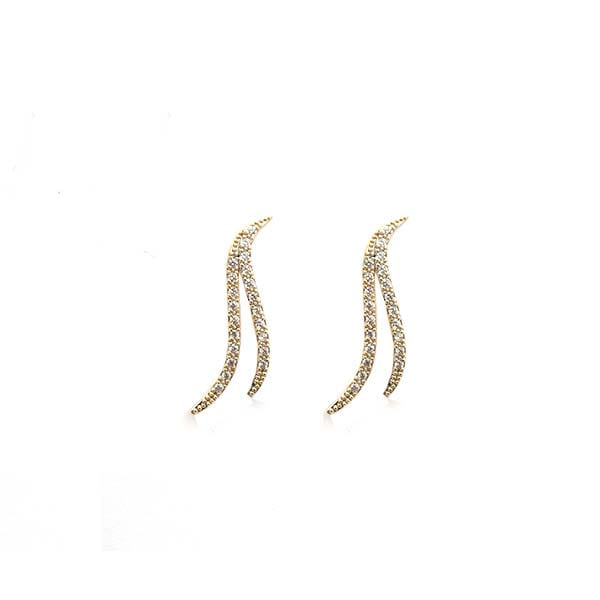 Brinco Earcuff 2 Fios Cravejados Folheado a Ouro 18K