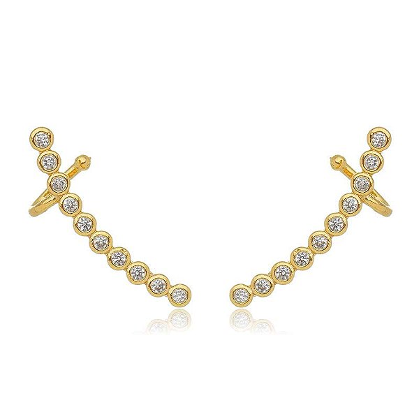 Brinco Earcuff Bolinhas Folheado a Ouro 18K