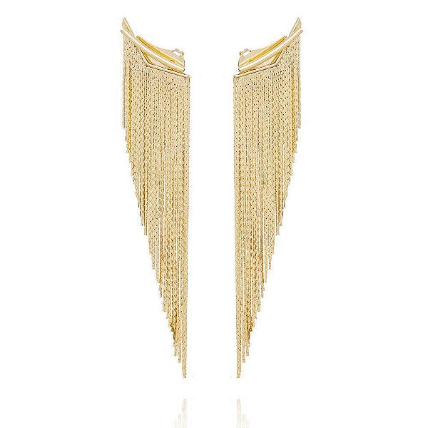 Brinco Earcuff Franjas G Folheado a Ouro 18K