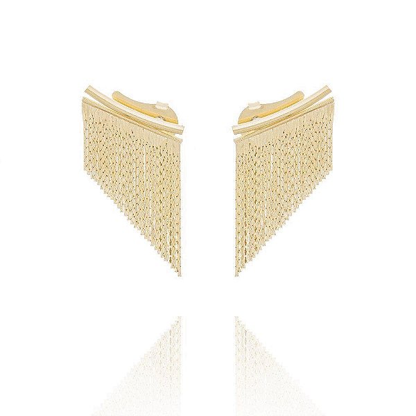 Brinco Earcuff Franjas Pequeno Folheado a Ouro 18K