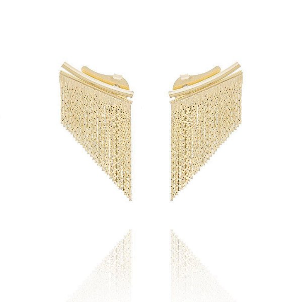 Brinco Earcuff Franjas Pequeno Folheado a Ouro 18K