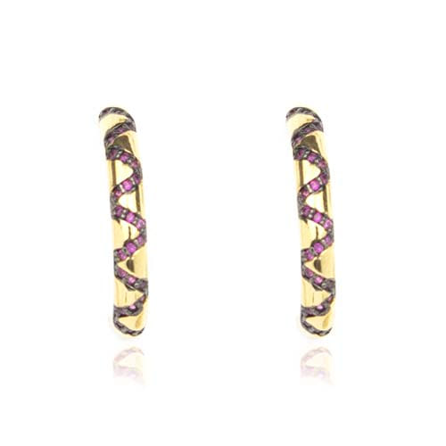 Brinco Earhook Egito Rosa Folheado a Ouro 18K