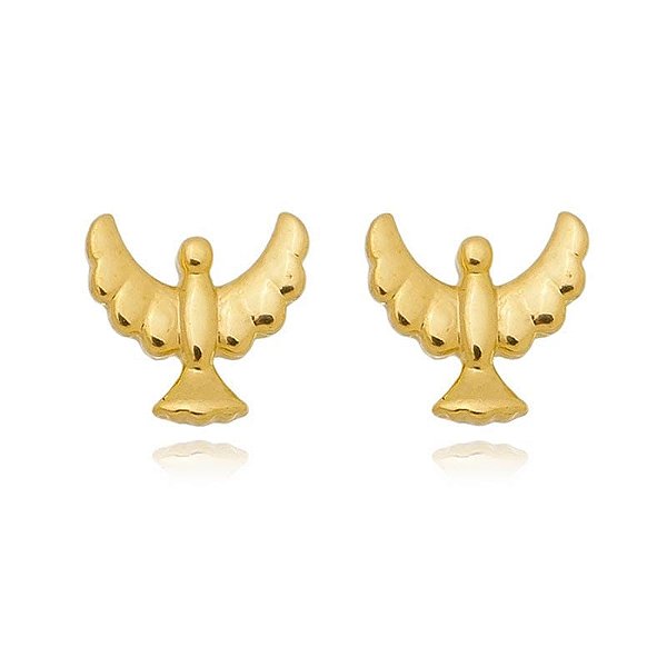 Brinco Espirito Santo Pequeno Liso Folheado a Ouro 18K