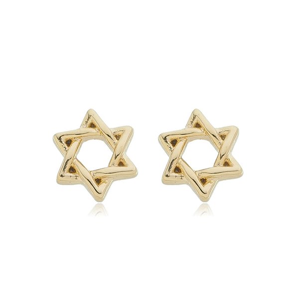 Brinco Estrela De Davi Liso Folheado a Ouro 18K