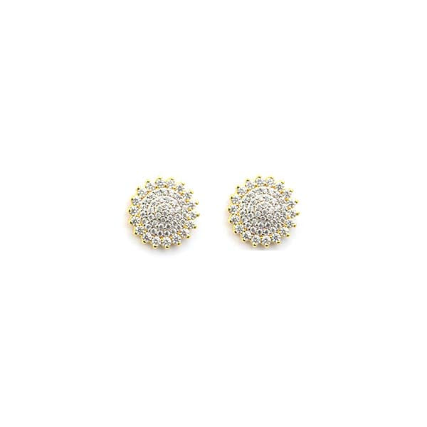 Brinco Flor 3D Cravejado Folheado a Ouro 18K
