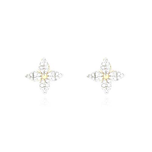 Brinco Flor 4 Petalas Folheado a Ouro 18K