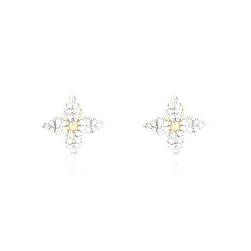 Brinco Flor 4 Petalas Folheado a Ouro 18K