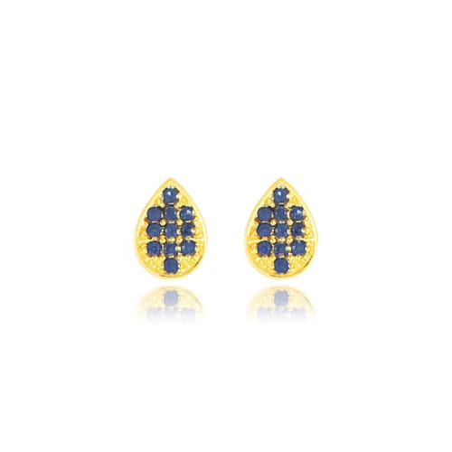 Brinco Gota Cravejado Cores Folheado a Ouro 18K