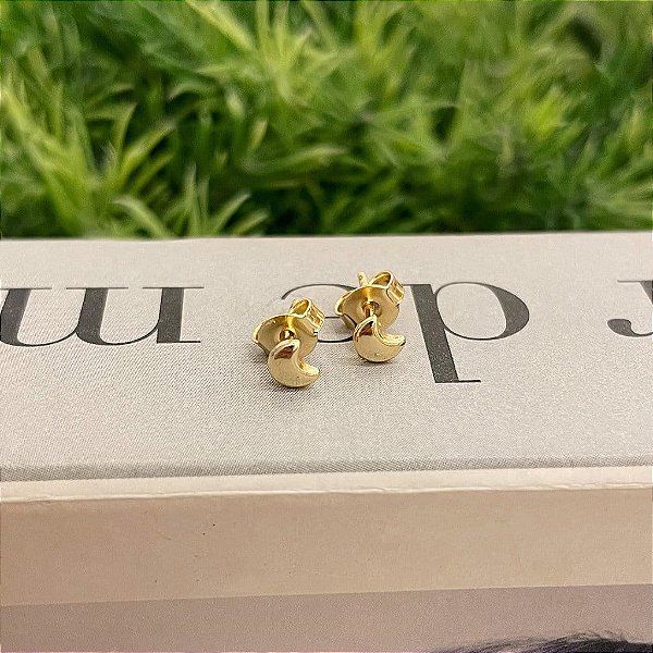 Brinco Lua Lisa PP Folheado a ouro 18K