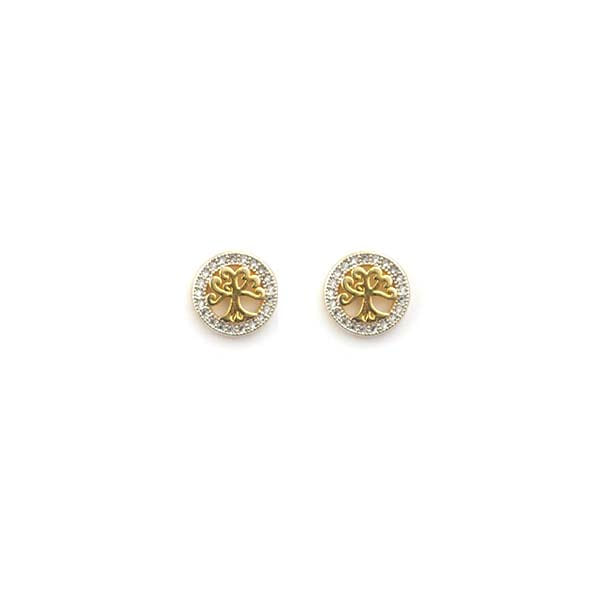 Brinco Mandala Árvore Da Vida Pequeno Folheado a Ouro 18K