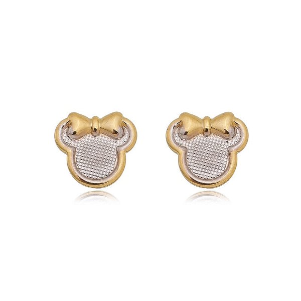 Brinco Minnie Granitado Folheado a Ouro 18K