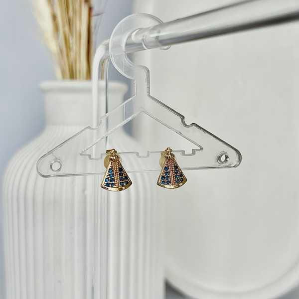 Brinco Nossa Senhora Manto Azul Grande Folheado a Ouro 18K