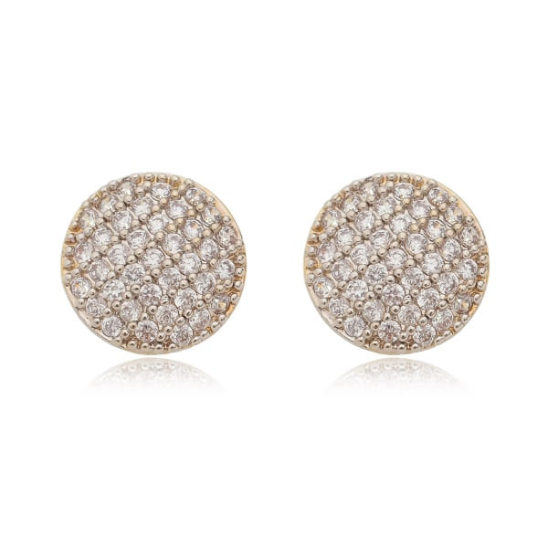Brinco Pavê Zirconias Cristal Folheado a Ouro 18K