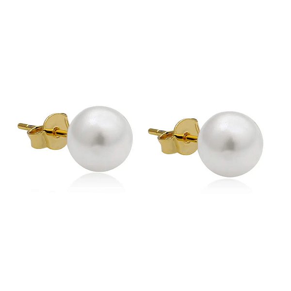 Brinco Pérola Grande Folheado a Ouro 18K