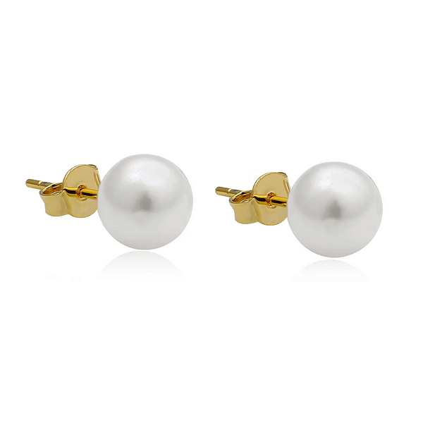Brinco Pérola Grande Folheado a Ouro 18K