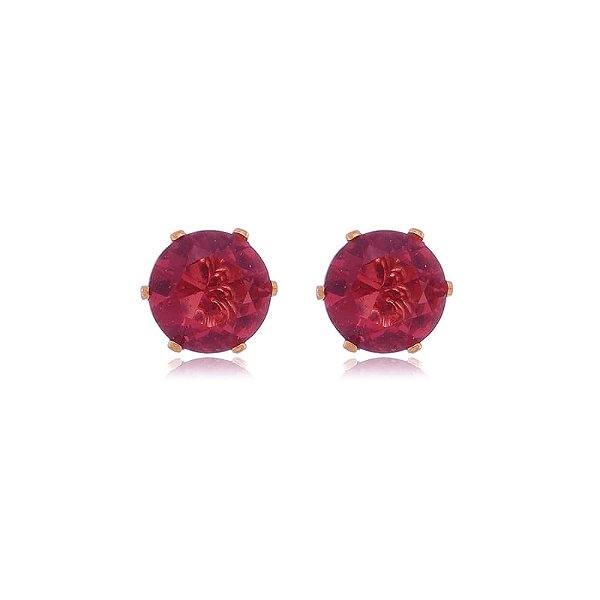 Brinco Ponto De Luz Médio Rosa Folheado a Ouro 18K
