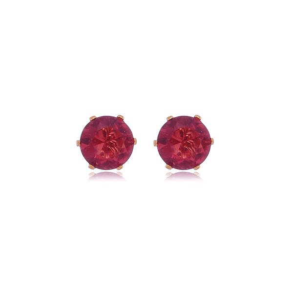 Brinco Ponto De Luz Pequeno Rosa Folheado a Ouro 18K