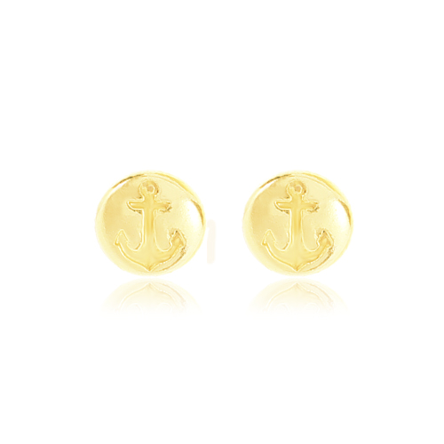 Brinco Redondo Âncora Folheado a Ouro 18K