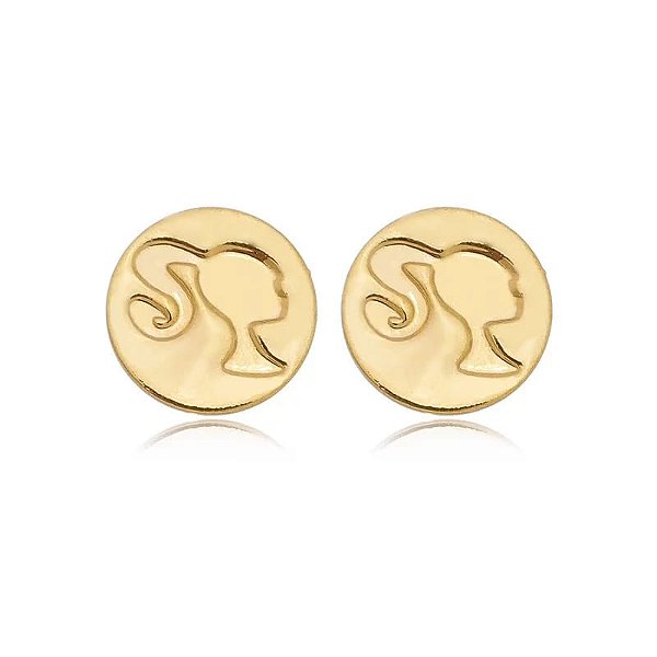 Brinco Redondo Barbie Folheado a Ouro 18K