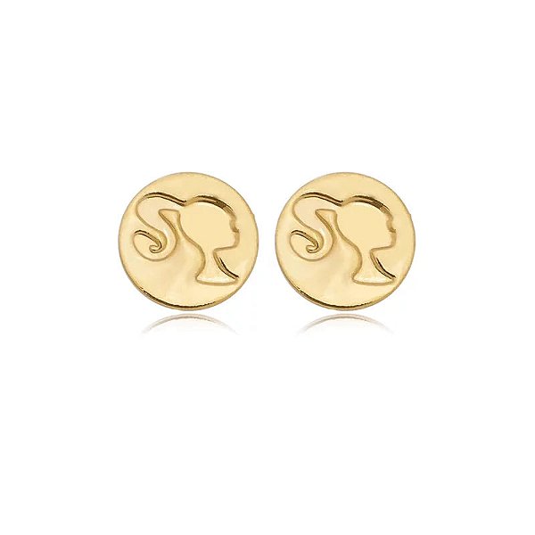 Brinco Redondo Barbie Pequeno Folheado a Ouro 18K
