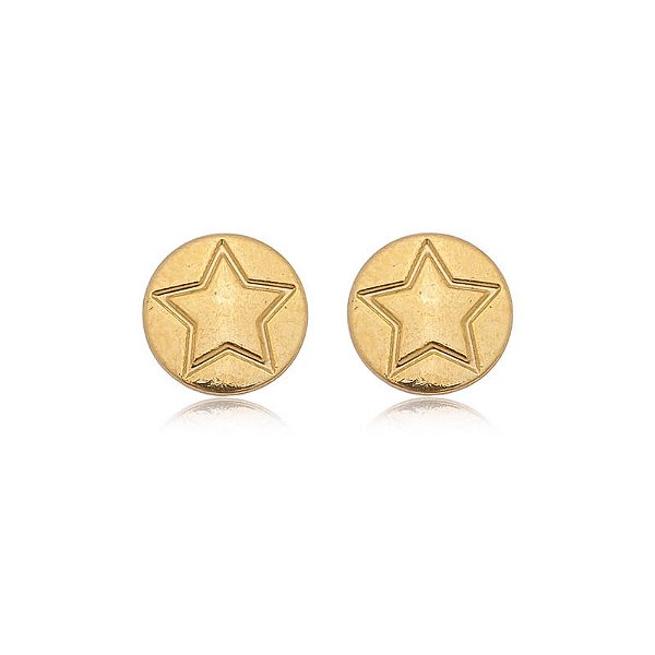 Brinco Redondo Estrela Folheado a Ouro 18K