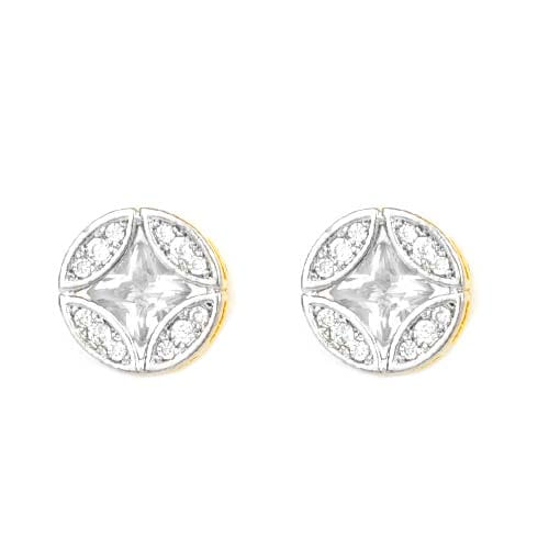 Brinco Redondo Estrela 4 Pontas Cristal Folheado a Ouro 18K