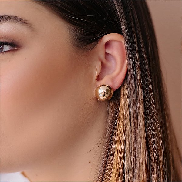 Brinco Redondo Liso Folheado a Ouro 18K