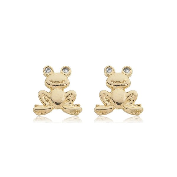 Brinco Sapinho Zirconia Folheado a Ouro 18K