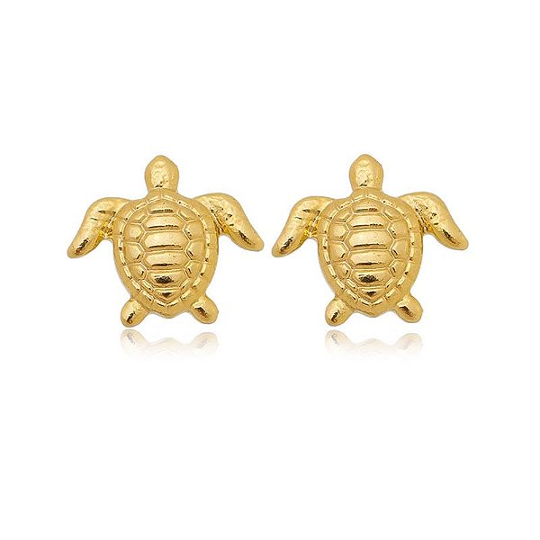 Brinco Tartaruguinha Folheado a Ouro 18K