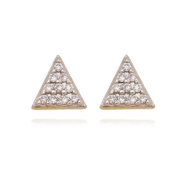 Brinco Triangulo Cravejado Folheado a Ouro 18K