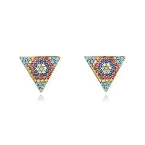 Brinco Triangulo Rainbow Folheado a Ouro 18K