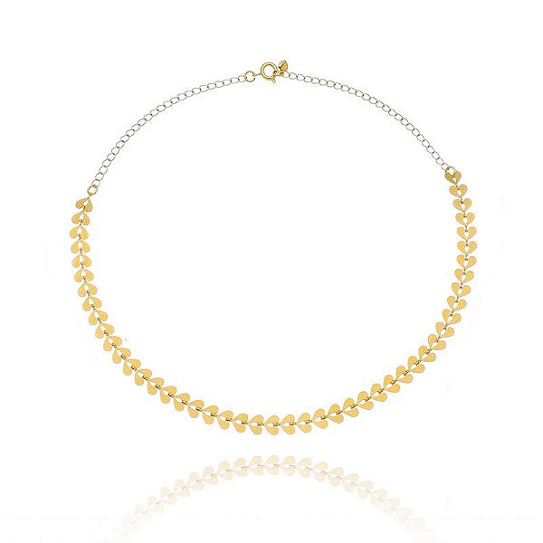 Choker Coração Recorte Folheado a Ouro 18K