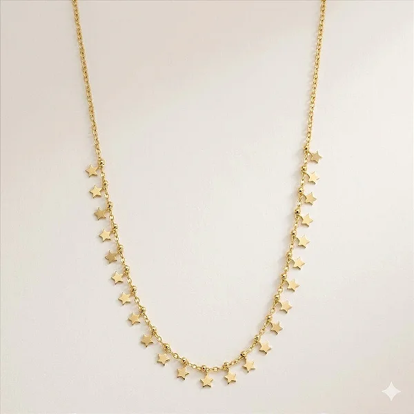 Choker Estrelinhas Penduradas Folheado a Ouro 18K