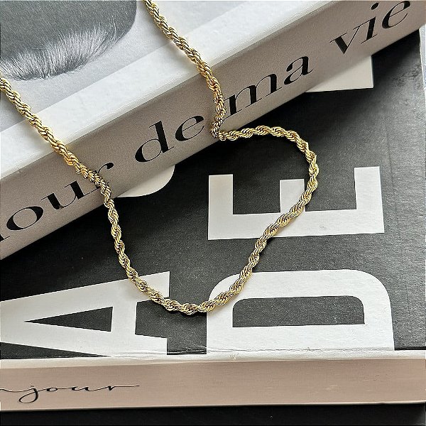 Colar 40Cm Cordão Baiano 2,4Mm Folheado a Ouro 18K